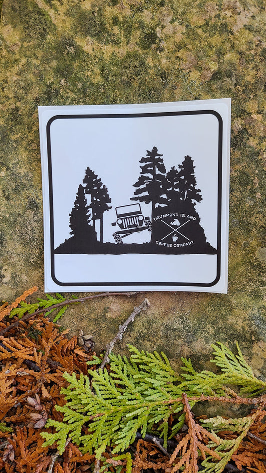 Drummond Island Coffee Jeep Sticker